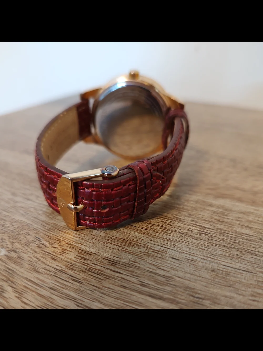 Relic Gold-Tone Watch with Burgundy Strap